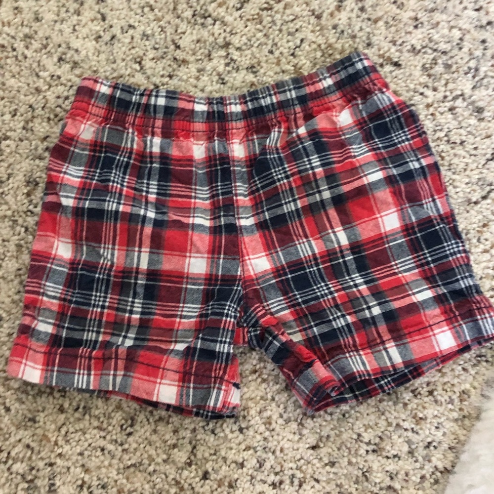 Baby boy carters plaid shorts size 9 months.
